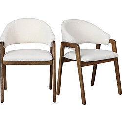 Moloo WOOL-Chaise en Frêne patiné noyer et Tissu Curly Ecru (x2)