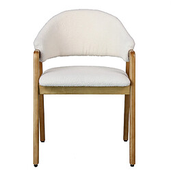 Moloo WOOL-Chaise en Frêne naturel et Tissu Curly Ecru (x2) pas cher