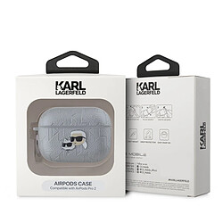 Acheter Karl Lagerfeld Coque pour AirPods Pro 2 à Motif Karl et Choupette Gaufré Argent