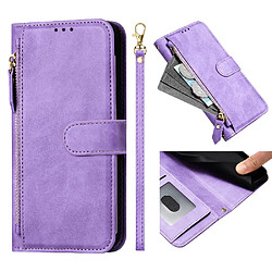 Motorola Moto G71 5G Flip Étui GANGXUN - Violet Étui portefeuille - Cuir PU - Fentes cartes/zippée - Béquille intégrée