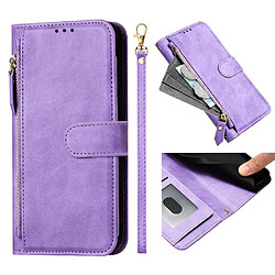 FOXDOCK Étui Motorola MOTO G 5G - Violet Étui portefeuille cuir PU - Fermeture éclair - 6 emplacements cartes - Protection intégrale