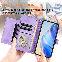 Avis Tongez Étui Pour Xiaomi Redmi Note 12R Pro 5G Fermeture Éclair Cuir PU Magnétique Titulaire De La Carte FOXDOCK Violet