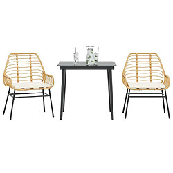 vidaXL Ensemble à Manger de Jardin 3 pcs - Marron