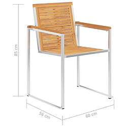 vidaXL Chaises de Jardin Teck et Acier pas cher