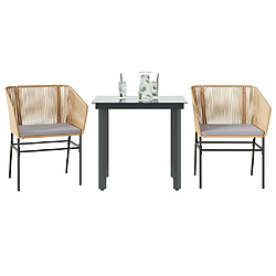 vidaXL Ensemble à Manger Jardin 3pcs - Marron Poly Rotin