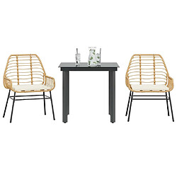 Ensemble à manger jardin vidaXL - 3 pcs marron
