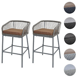 Mendler Lot de 2 tabourets de bar de jardin - Gris