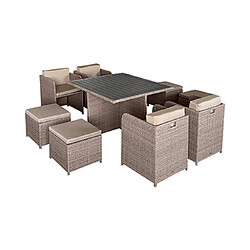 Mes Ensemble table jardin 8 places - Beige naturel
