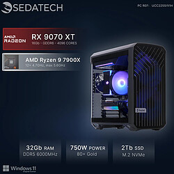 Sedatech Workstation, AMD Ryzen 9 7900X, RX 9070 XT, 32Go DDR5, 2To SSD, Win 11