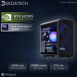 Sedatech Workstation, Core Ultra 7 265KF, RTX5070Ti, 32Go DDR5, 2To SSD, Win 11