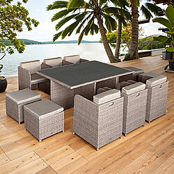 Mes salon de jardin table et fauteuils encastrables - Beige