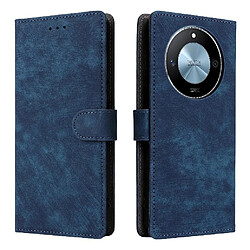 Étui FOXDOCK pour Honor X9c 5G Bleu Portefeuille en cuir avec blocage RFID - Protection caméra intégrée - Design anti-chocs