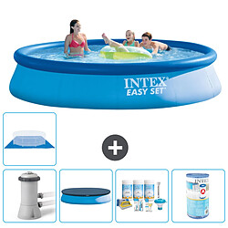 Intex Easy Set Piscine Ronde Piscine gonflable - 396 x 84 cm - Pompe, couverture, tapis de sol, inclus