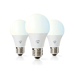 Nedis Lot de 3 Ampoules Connectée Wi-Fi LED 9W 806lm E27 Forme de Bougie en Plastique Blanc