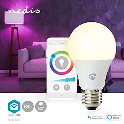 Avis Nedis Ampoule Connectée Wi-Fi LED RGB 9W 806lm E27 en Plastique Blanc
