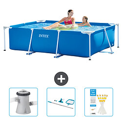 Intex Frame Pool Piscine rectangulaire Piscine rectangulaire Intex Frame - 220 x 150 x 60 cm - Bleue - Trousse de nettoyage - Bandelettes réactives