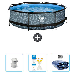 Exit Piscine ronde en pierre imprimée - Comprend des accessoires CB86