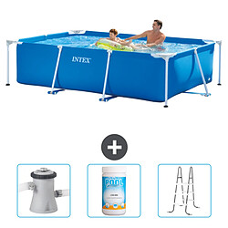 Intex Frame Pool Piscine rectangulaire hors sol - 260 x 160 x 65 cm - Chlore - Échelle incluse