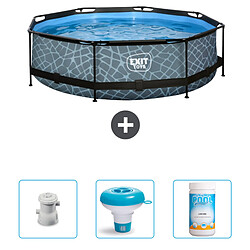 Exit Piscine ronde en pierre imprimée - Comprend des accessoires CB89