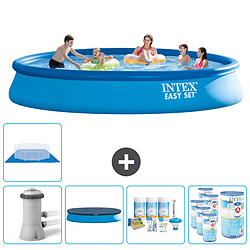 Intex Easy Set - 457 x 84 cm Piscine gonflable ronde - Tapis de sol - Pompe de filtration - Flotteur de chlore
