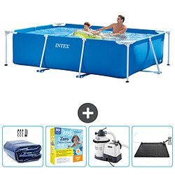 Intex Cadre Rectangulaire - Bleue Piscine hors sol rectangulaire - 260x160x65 cm - Tapis solaire