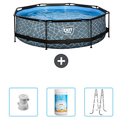 Exit Piscine ronde en pierre imprimée - Comprend des accessoires CB96