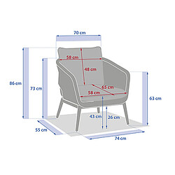 Hesperide Fauteuil de salon de jardin en acier effet bois et mailles ORISSA - Vert olive