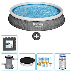 Bestway Fast Set Piscine Ronde Gonflable - 396 cm - Rotin