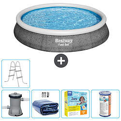 Bestway Fast Set Piscine Ronde 396x84 cm - Imprimé rotin