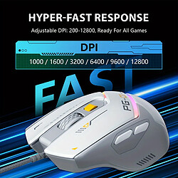 1pc PG1 Souris de jeu filaire, souris gamer ergonomique avec rétroéclairage RGB, macro programmable, capteur optique précis, compatible PC Windows 10/11, droitier, filaire USB pas cher