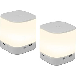 ZMH Lot de 2 lampes de table LED blanches à intensité variable