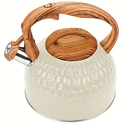 Bouilloire à Thé, bouilloire siffleuse 2.5L pour cuisinière gaz et induction, théière en acier inoxydable avec manche bois, idéale pour thé, café et lait, durable et écologique
