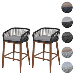 Mendler Lot de 2 tabourets de bar - Marron