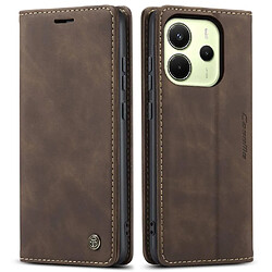 Xiaomi Redmi Note 14 4G - Étui Cuir PU Marron Étui portefeuille pour smartphone - Emplacements cartes - Protection intégrale - Fermeture magnétique - Marron