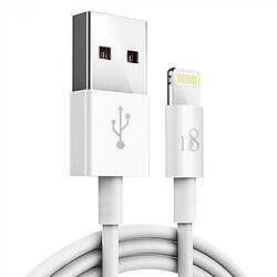 Câble usb lightning D8 certifié MFI 1 mètre blanc pour iphone 5 6 7 8 X 11 SE 12 13 ipad