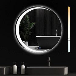 Zmh Miroir de salle de bain lumineux rond