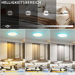 ZMH Plafonnier LED pour salon avec panneau lumineux de fond RVB intelligent rond