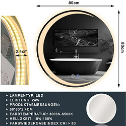 Acheter Zmh Miroir de salle de bain lumineux rond - Blanc