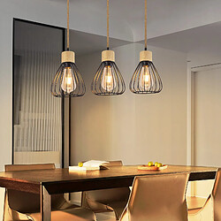 Zmh Suspension corde métal bois - Noir pas cher