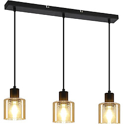 ZMH Suspension de table à manger vintage noire/ambre - E27