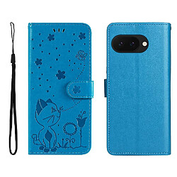 Google Pixel 9A - Étui portefeuille cuir PU - Bleu