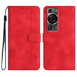 Étui Huawei P60 Pro Portefeuille - Rouge Étui portefeuille pour Huawei P60 Pro - Aimant intégré - Multiples emplacements pour cartes
