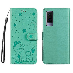 Flip Étui VIVO V21E 5G FOXDOCK - Vert Étui support de cartes pour VIVO V21E 5G - Cuir PU durable - Découpes précises