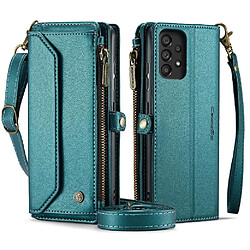 Samsung Galaxy A52 Étui FOXDOCK - Vert Étui portefeuille smartphone - Blocage RFID - Cuir PU premium - Fentes pour cartes - Long cordon de bandoulière