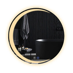 Zmh Miroir de salle de bain lumineux rond - Blanc