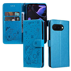 Google Pixel 9A - Étui portefeuille cuir PU - Bleu