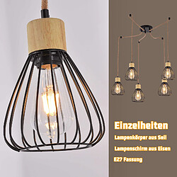 ZMH Pheashine Suspension rétro métal bois - Noir pas cher