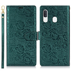 Foxdock Étui Samsung Galaxy A20/A30 Portefeuille - Vert Étui portefeuille cuir PU - Fermeture magnétique - Protection antichoc - Lanière de poignet