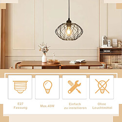 ZMH Suspension salle à manger 120CM noir rétro cage grille E27 suspension couloir