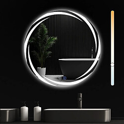 ZMH Miroir de salle de bain avec éclairage Miroir de salle de bain rond moderne IP44 avec fonction tactile
